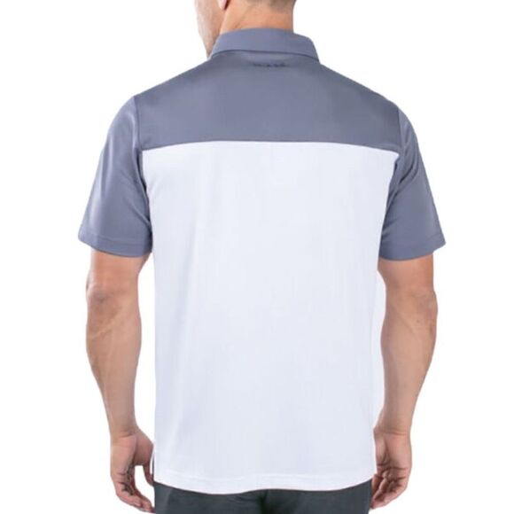 Travis Mathew Men's Striped Short Sleeve Golf Polo Shirt Gray White Size Small - Picture 9 of 16